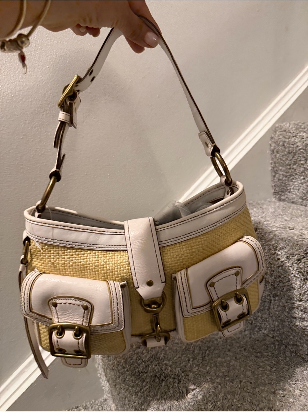 Coach Legacy Buckle Straw Shoulder Bag sold - Picture 4 of 8